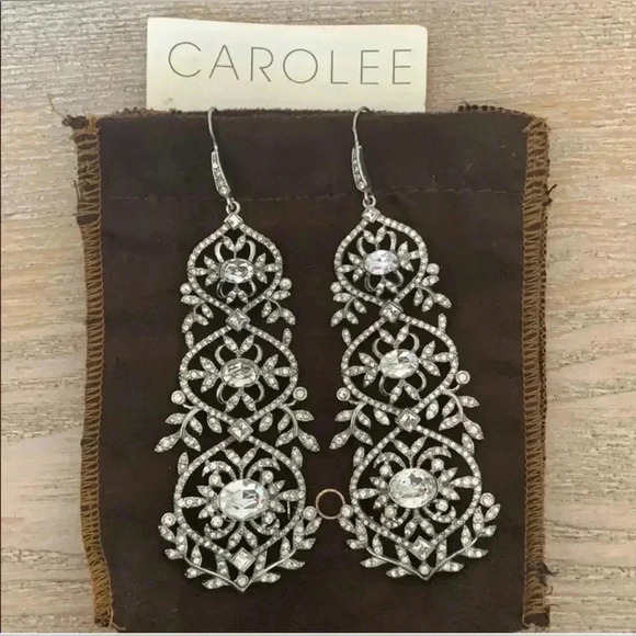 Carolee Lux Women’s Chandelier Crystal Earrings Wedding Bride Pageant - Picture 2 of 11